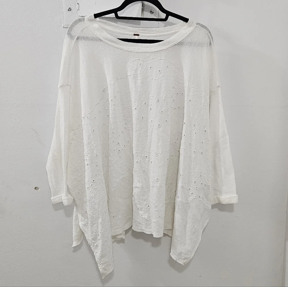 Free People Cotton Eyelet Sweater